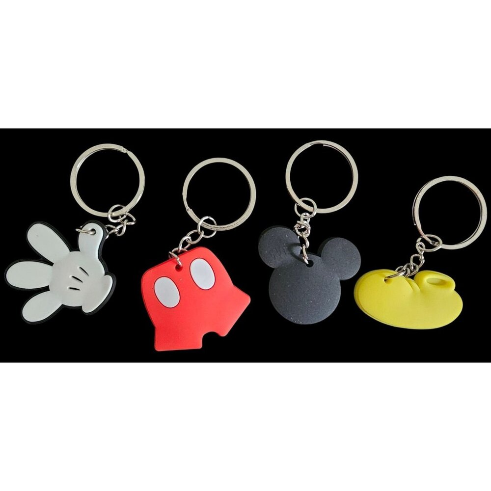 Mickey Mouse Keychain Bag Backpack Charm Set of 4 Glove Shorts Shoe Ears Head